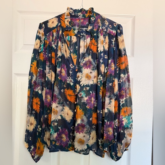 NWOT Anthropologie The Estela Sheer Printed Blouse Size medium - Picture 4 of 13